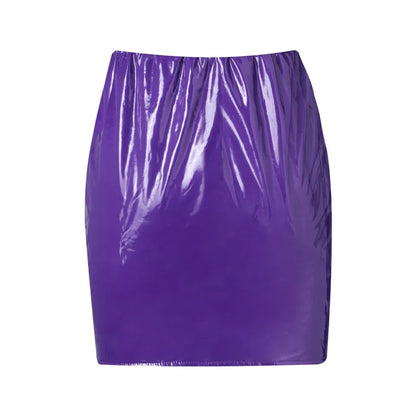 Women High Waist Pu Leather Skirts Solid Black Red Orange Sexy Pencil Mini Skirts