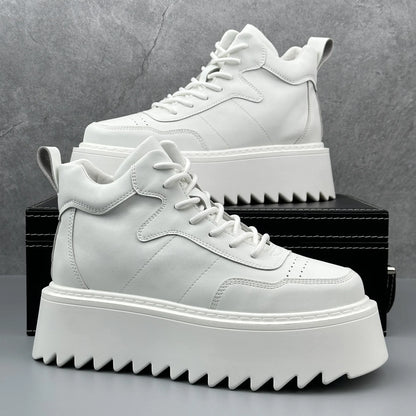 2025 New Mens Shoes High Top Male Sneakers Leather Platform Shoes Comfortable Outdoor Men Running Shoes Breathable Tenis Hombres