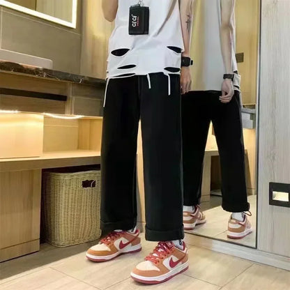 2000s American Vintage Jeans Leaf Print Jeans Oversized Hip Hop Men Women Goth Fashion Loose Casual Pants Streetwear