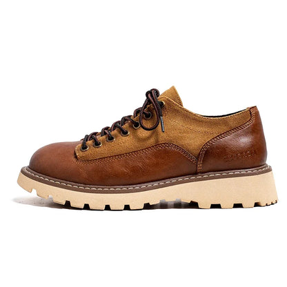 British Style Men's Work Shoes American Thick Soled Casual Shoes Men's Leather Trendy Shoes Retro Style  Luxury Shoes
