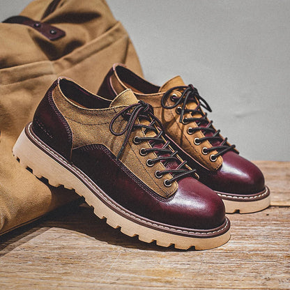 British Style Men's Work Shoes American Thick Soled Casual Shoes Men's Leather Trendy Shoes Retro Style  Luxury Shoes