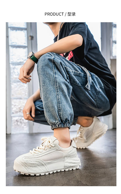 New Mens Shoes Large Size Breathable Sneakers Breathable Composite Seiko Upper Thickened Anti-slip Wear-resistant Soles Shoe