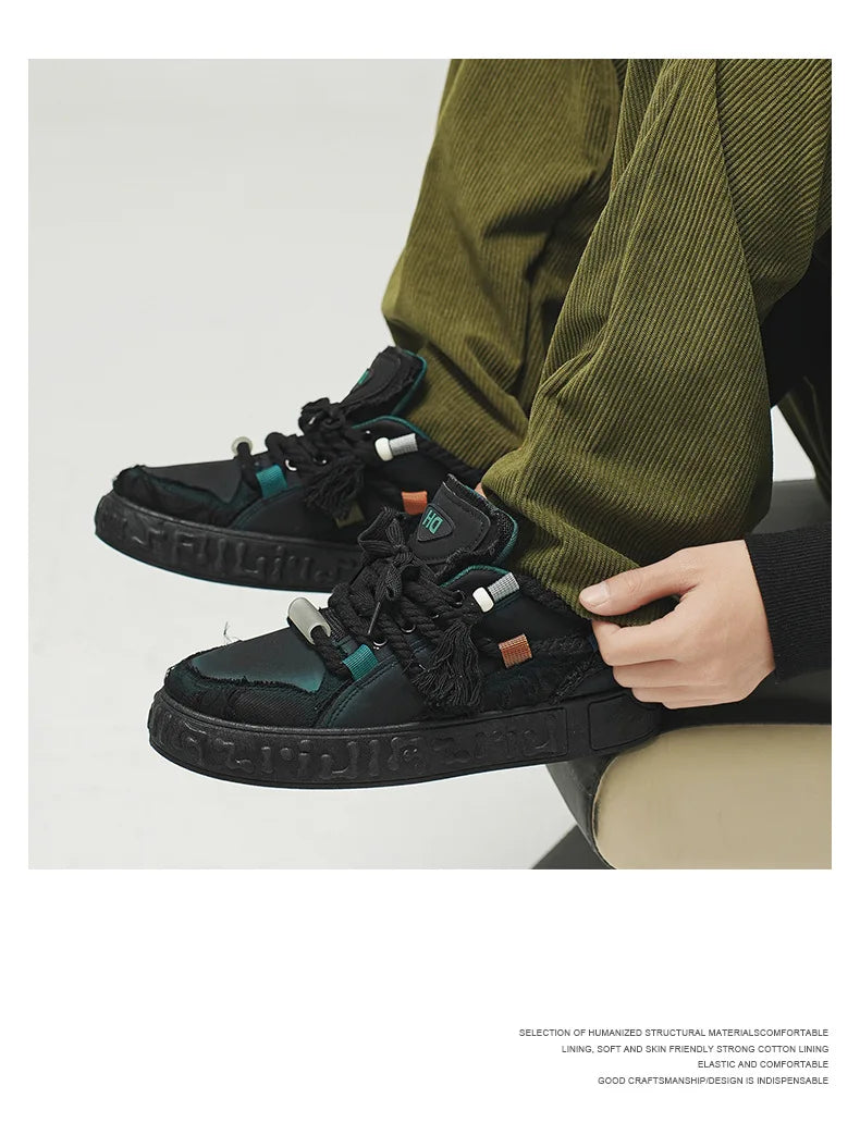 New Fashion Rope Chunky Sneakers Men's Casual Aesthetic Walking Shoes Man Stylish Vulcanize Trainer Male Brand Skateboard Shoes