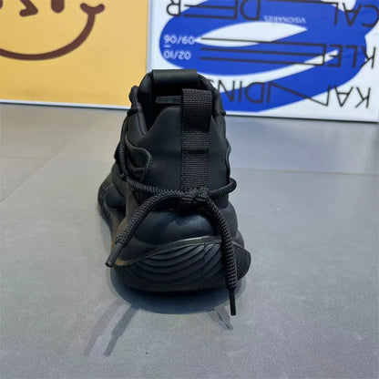 Men's Casual Shoes Solid Color Sneakers Trend Lace Up Running Shoes Outdoor Running Shoe Height Increased Platform Shoes for Men