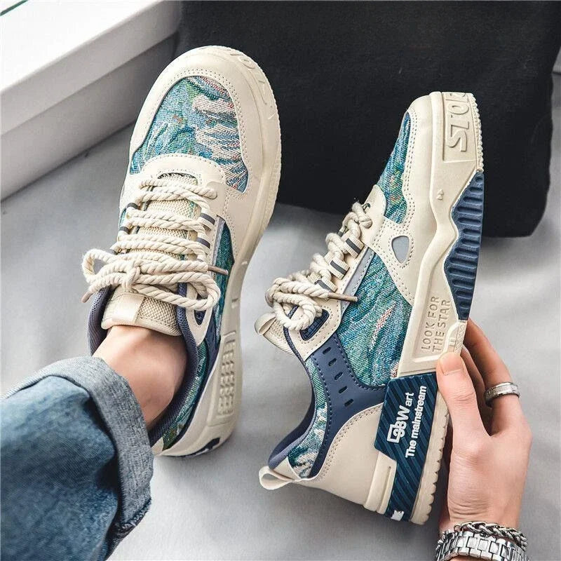 Spring and Autumn new breathable and comfortable shoes student trend versatile thick soled sports and leisure board shoes