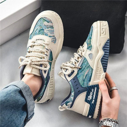 Spring and Autumn new breathable and comfortable shoes student trend versatile thick soled sports and leisure board shoes