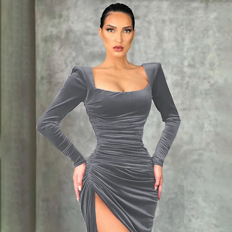 Dress Women Summer 2022 Women Europe New Split Sense Pure Color Led High Waist Dresses Casual Vestidos OLNAL8752
