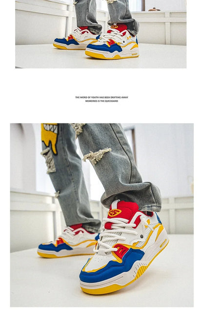 Men's Vulcanized Shoes Trendy Personalized Teenagers Casual Shoes Round Toe Lace-Up Plus Size Platform Shoes Men Shose For Sale