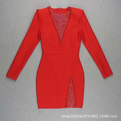 2025 New Arrival Diamond-encrusted See-through Dress Nightclub Tight-fitting Sexy Formal Dress