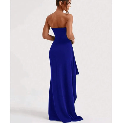 2024 Summer Slash Neck Strapless Party Evening Dress Casual Sleeveless High Slit Long Dress Elegant Backless Sexy Dress Vestidos