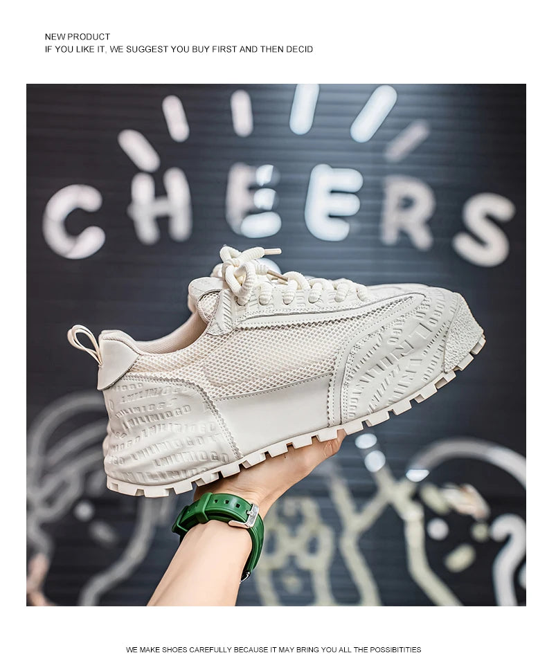 New Mens Shoes Large Size Breathable Sneakers Breathable Composite Seiko Upper Thickened Anti-slip Wear-resistant Soles Shoe
