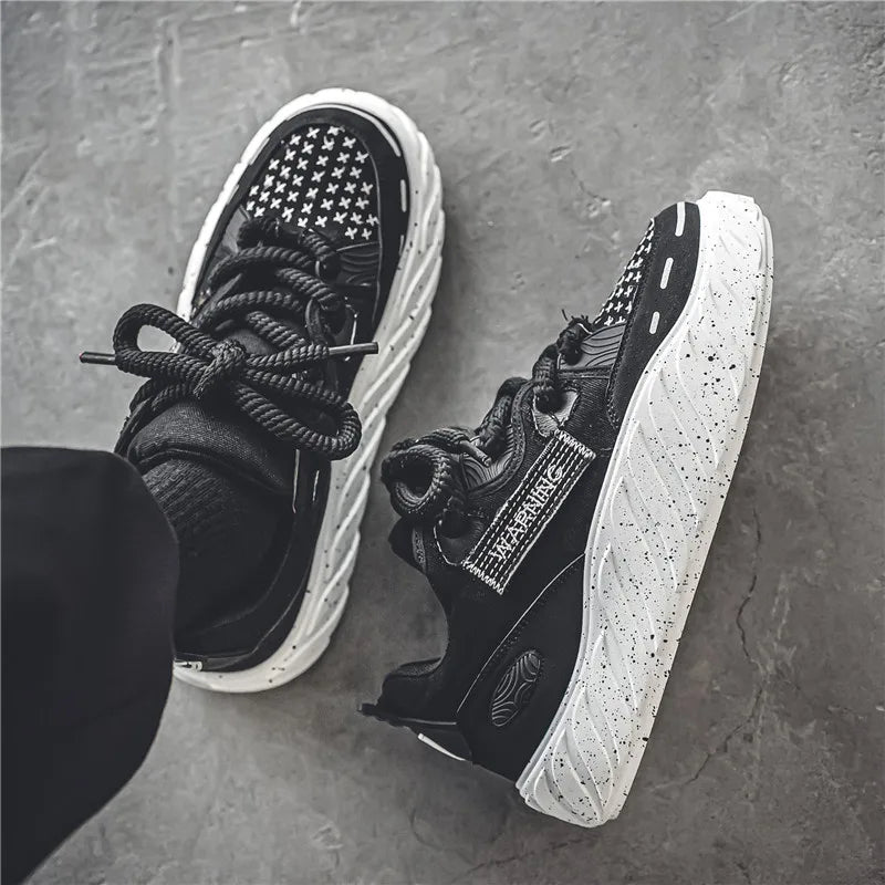 Chunky Men Canvas Sneakers Tennis Man Trend 2023 Casual Skateboarder Shoes Black Man Autumn Comfort Anti Slip Mens Footwear Rest