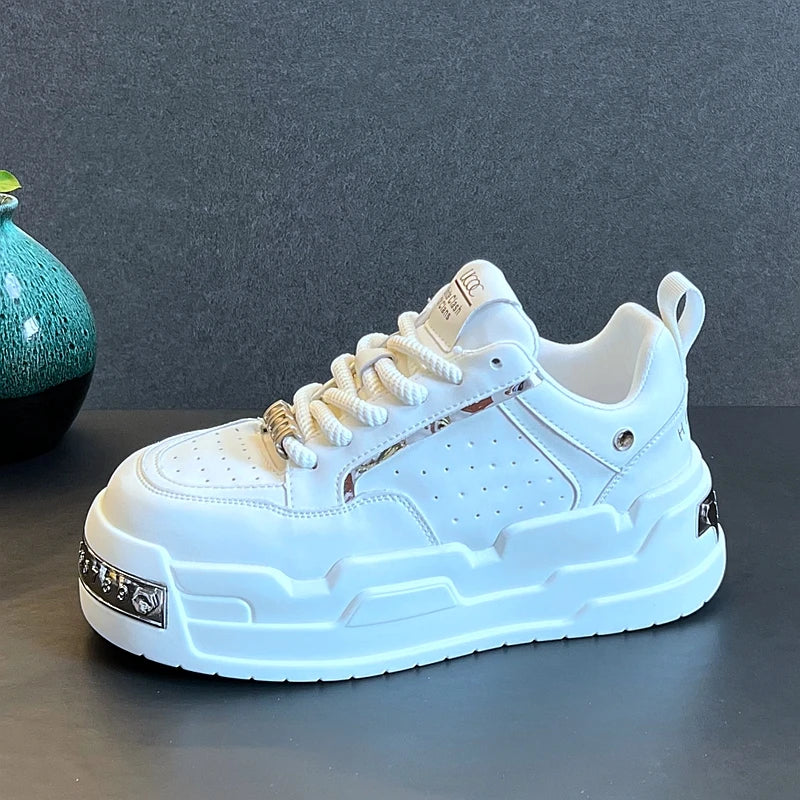 New Arrival Men Fashion Personalized and Trendy Yellow Shoes Spring Autumn Luxury Designer Metal Decoration Chunky Sneakers