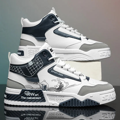 High-Top Men Casual Shoes Fashion Non-Slip Men Sneakers Breathable Lace Up Walking Shoes Male Flat Tenis Shoes Zapatillas Hombre