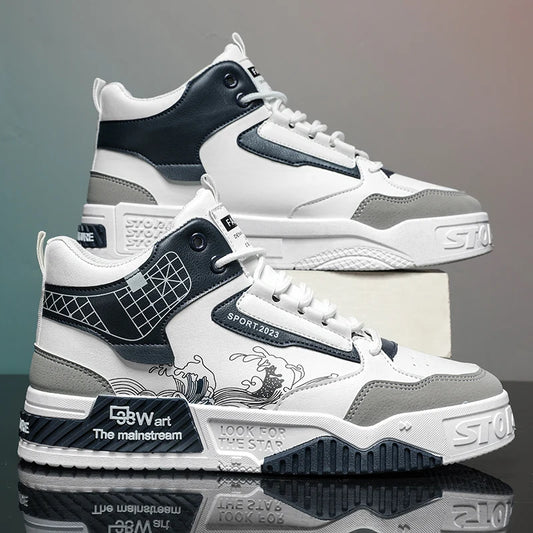 High-Top Men Casual Shoes Fashion Non-Slip Men Sneakers Breathable Lace Up Walking Shoes Male Flat Tenis Shoes Zapatillas Hombre