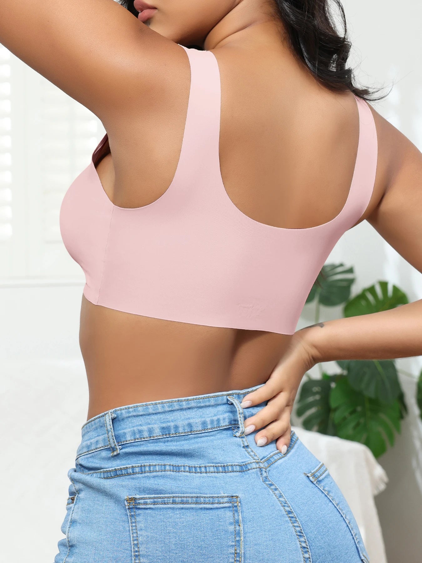 Front button underwear bra no underwire smooth breathable comfortable solid color gathering no trace invisible seamless@W13