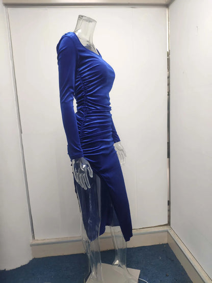 Dress Women Summer 2022 Women Europe New Split Sense Pure Color Led High Waist Dresses Casual Vestidos OLNAL8752
