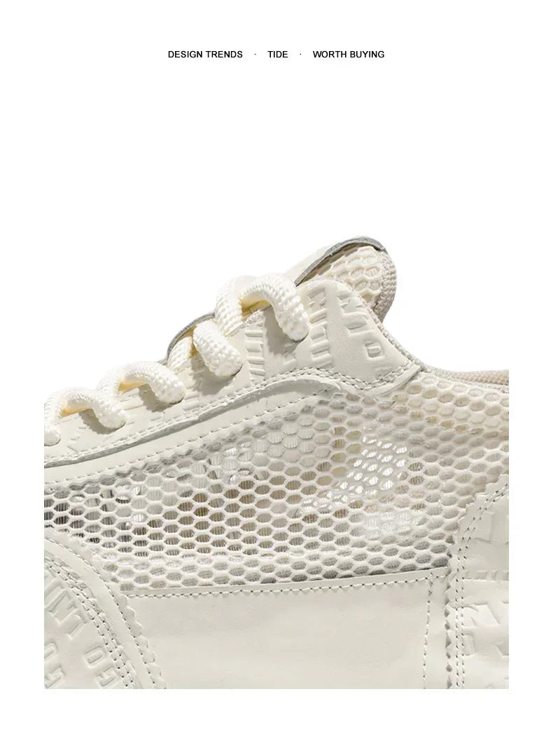 New 2025 Spring Large-mesh, High-quality Lace-up Mesh, High-quality Breathable and Fashionable Thick-soled Casual Shoes