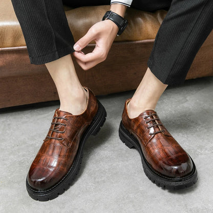 2024 Men's Thick soled Oxford Shoes Fashion Versatile Breathable Office Classic Business Luxury Designer Formal Crocodile Shoes