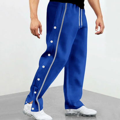 2024 Casual Sports Breasted Pants Men's Autumn New Button Loose Straight Drawstring Oversized Sweatpants Trousers Free shipping