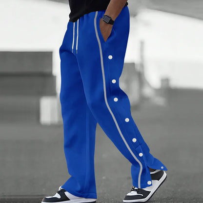 2024 Casual Sports Breasted Pants Men's Autumn New Button Loose Straight Drawstring Oversized Sweatpants Trousers Free shipping