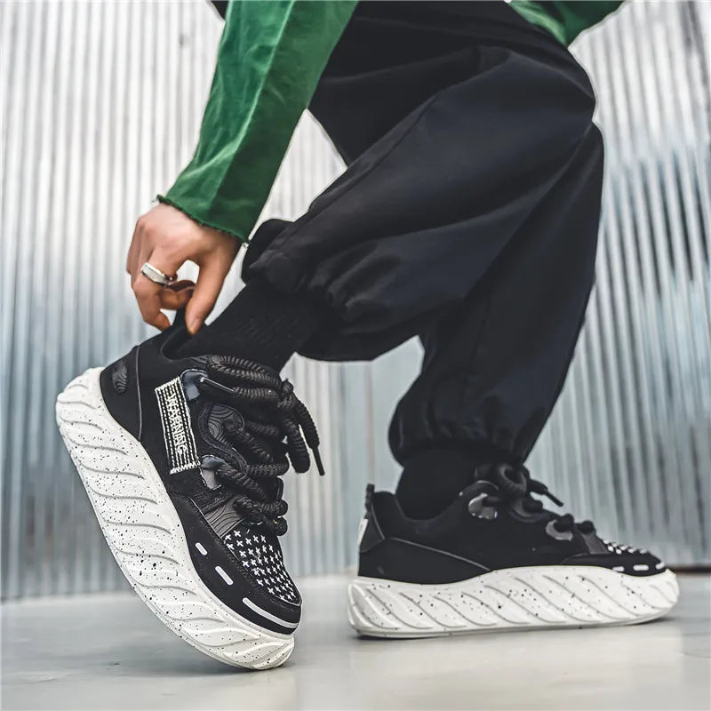 Chunky Men Canvas Sneakers Tennis Man Trend 2023 Casual Skateboarder Shoes Black Man Autumn Comfort Anti Slip Mens Footwear Rest