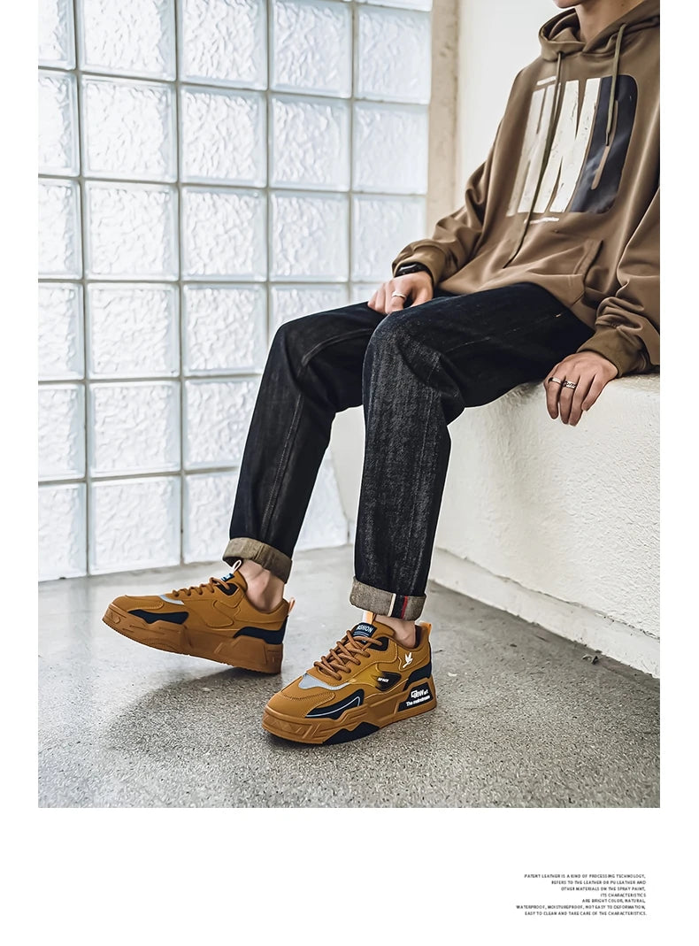 New Men's Leather Low-Top Fashion  Easiest for Match Running Shoes Men's Skateboard Shoes Suitable for Outdoor Sports
