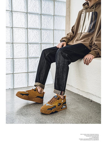 New Men's Leather Low-Top Fashion  Easiest for Match Running Shoes Men's Skateboard Shoes Suitable for Outdoor Sports