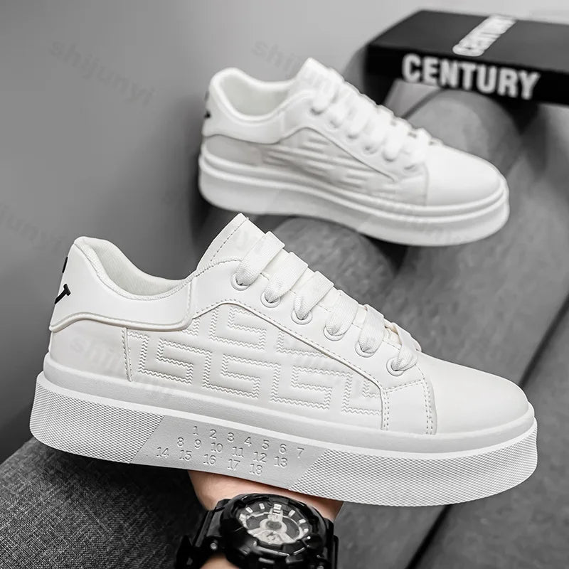 2025 Spring Autumn New Men's Shoes Breathable Comfortable White Shoes Men's Platform Sneakers Lace-up Casual Sports Shoes