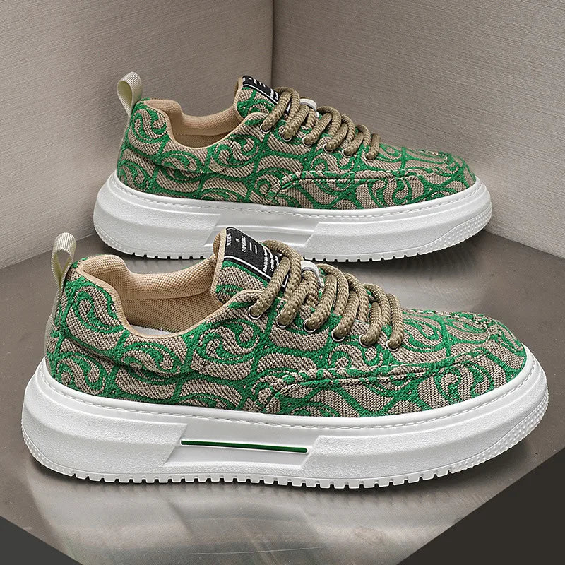 Sneakers Men New Fashion Prints Men's Platform Canvas Shoes Low Top Designer Casual Loafers Flat Vulcanized Shoes Men Footwear