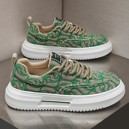 Sneakers Men New Fashion Prints Men's Platform Canvas Shoes Low Top Designer Casual Loafers Flat Vulcanized Shoes Men Footwear
