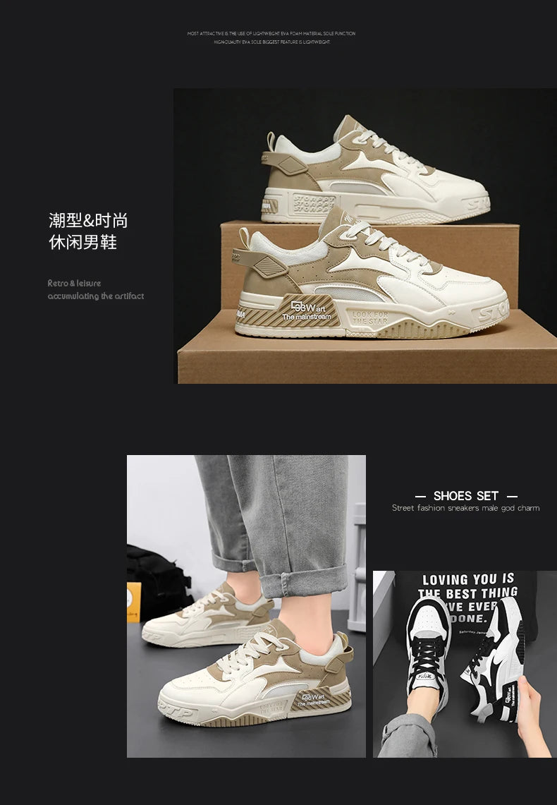 Men's thick soled casual shoes breathable non slip Four Seasons soft soled outdoor walking shoes flat shoes sports board shoes