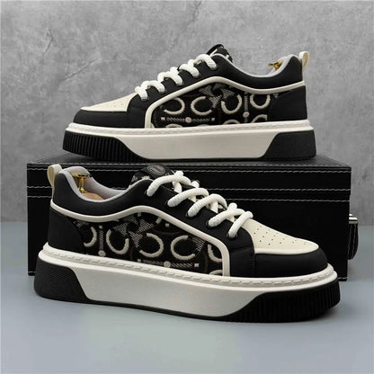 Luxury Designer Britain Men's Lace Up Color-blocked Thick Bottom Causal Board Shoes Flats Moccasins Male Walking Sneakers