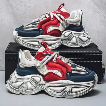 Chunky Sneaker Men Designer Sport Shoes Fashion Casual Microfiber Leather Fabric Breathable Height Increased Flat Platform Shoes
