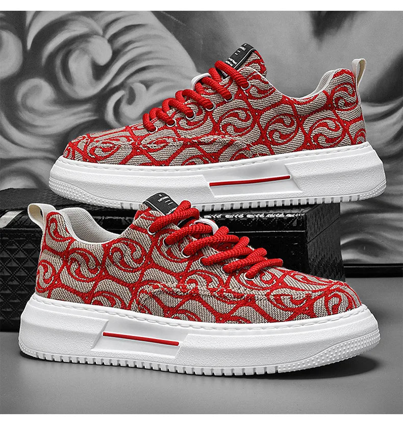 Sneakers Men New Fashion Prints Men's Platform Canvas Shoes Low Top Designer Casual Loafers Flat Vulcanized Shoes Men Footwear