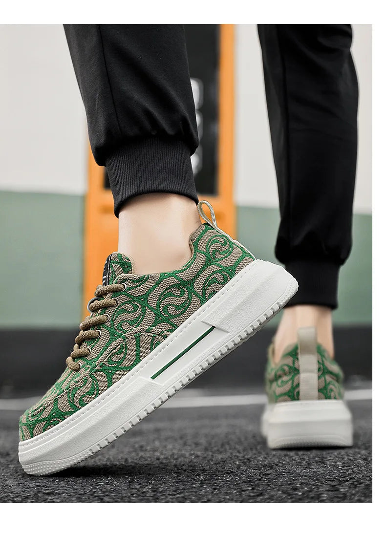 Sneakers Men New Fashion Prints Men's Platform Canvas Shoes Low Top Designer Casual Loafers Flat Vulcanized Shoes Men Footwear