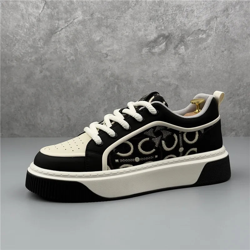 Luxury Designer Britain Men's Lace Up Color-blocked Thick Bottom Causal Board Shoes Flats Moccasins Male Walking Sneakers