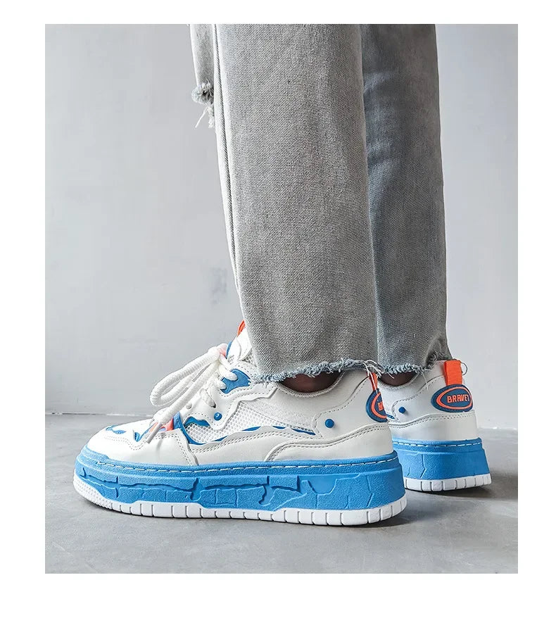 2023 Autumn New Niche Trendy Flat Board Shoes Korean Style Versatile Teenage Thick Bottomed Casual Sport Men's Shoes