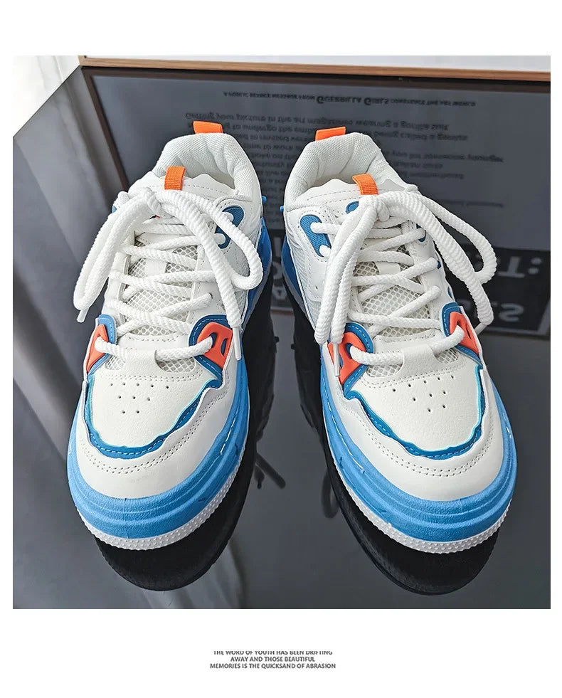 2023 Autumn New Niche Trendy Flat Board Shoes Korean Style Versatile Teenage Thick Bottomed Casual Sport Men's Shoes