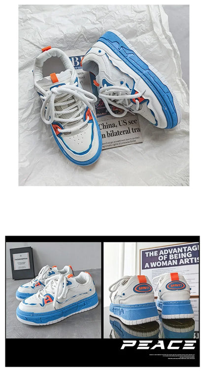 2023 Autumn New Niche Trendy Flat Board Shoes Korean Style Versatile Teenage Thick Bottomed Casual Sport Men's Shoes