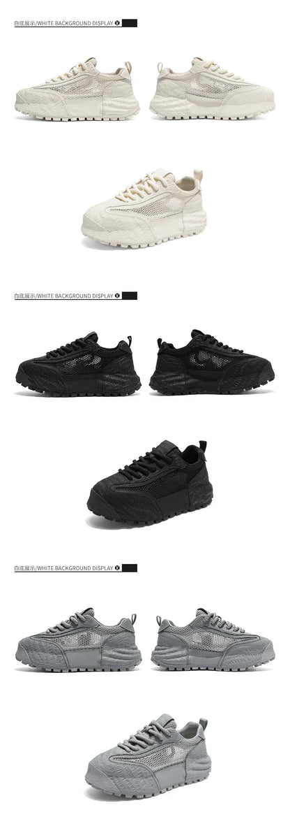 New 2025 Spring Large-mesh, High-quality Lace-up Mesh, High-quality Breathable and Fashionable Thick-soled Casual Shoes
