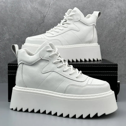 2025 New Mens Shoes High Top Male Sneakers Leather Platform Shoes Comfortable Outdoor Men Running Shoes Breathable Tenis Hombres