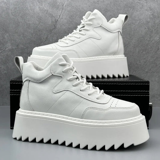 2025 New Mens Shoes High Top Male Sneakers Leather Platform Shoes Comfortable Outdoor Men Running Shoes Breathable Tenis Hombres