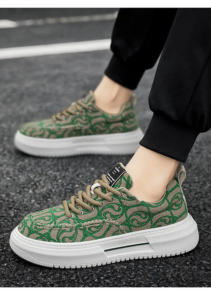 Sneakers Men New Fashion Prints Men's Platform Canvas Shoes Low Top Designer Casual Loafers Flat Vulcanized Shoes Men Footwear