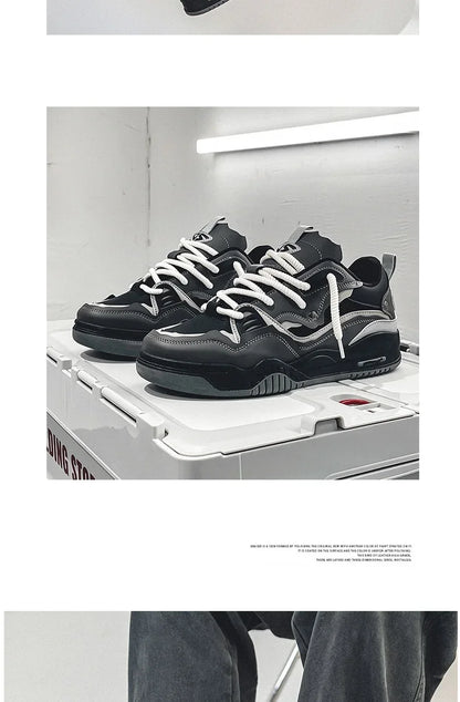 Men's Vulcanized Shoes Trendy Personalized Teenagers Casual Shoes Round Toe Lace-Up Plus Size Platform Shoes Men Shose For Sale