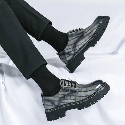 Derby Thick soled Men's Shoes Trendy British style Leisure Outdoor Fashion Party Plus Size Daily office youth leather shoes