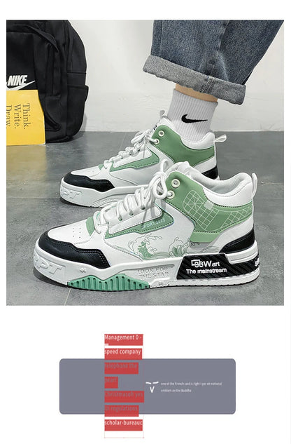 High-Top Men Casual Shoes Fashion Non-Slip Men Sneakers Breathable Lace Up Walking Shoes Male Flat Tenis Shoes Zapatillas Hombre