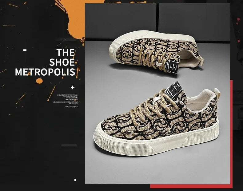 Casual Men's Canvas Shoes 2025 New Designer Men Skateboard Shoes Outdoor Breathable Flats Lace Up Walking Shoe Zapatillas Hombre