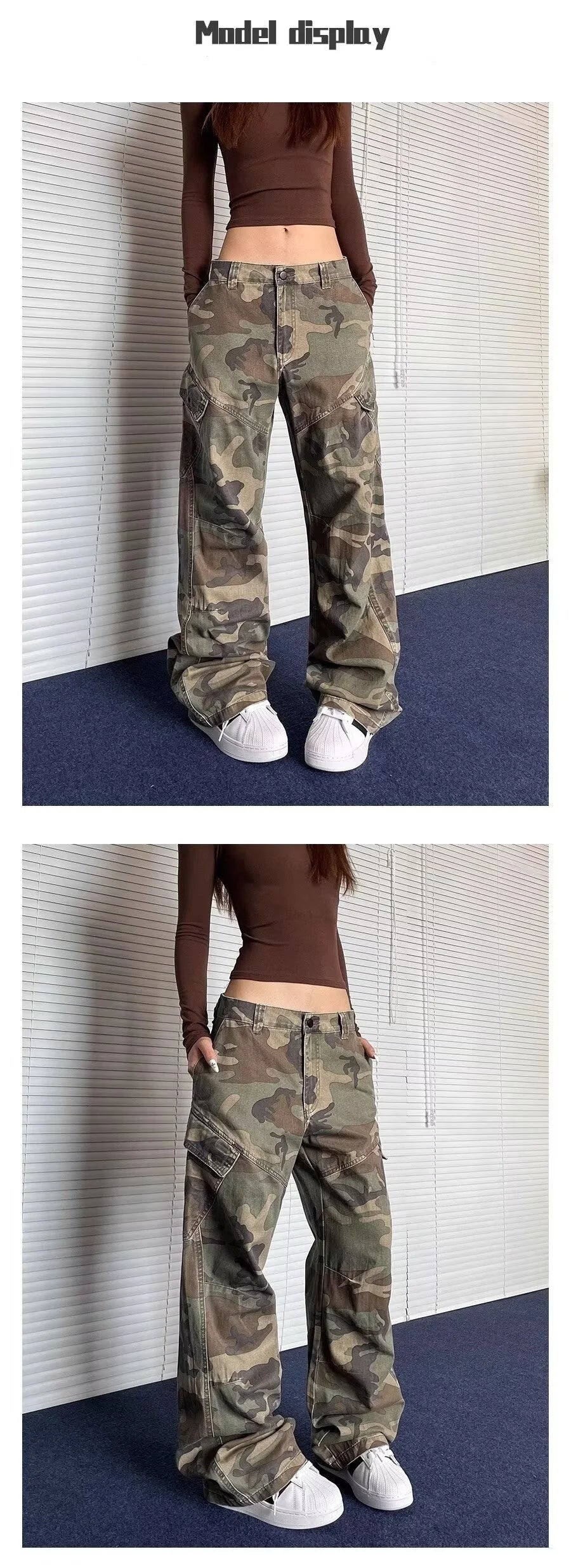 2024 Cyber Y2K Streetwear Washed Camouflage Pleated Baggy Jeans Cargo Pants For Women Clothes Underwear Lady Casual Trousers