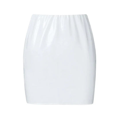 Women High Waist Pu Leather Skirts Solid Black Red Orange Sexy Pencil Mini Skirts